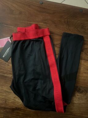 PrettyLittleThing Black Leggings with Red Branded Trim